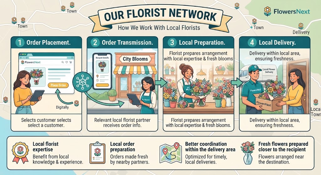 FlowersNext local florist preparing flowers