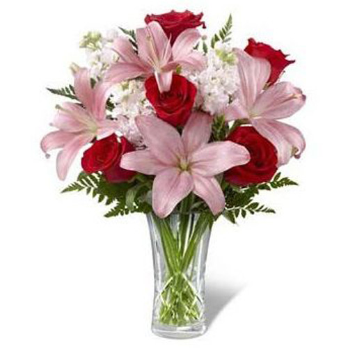 Red Roses and Pink Lilies