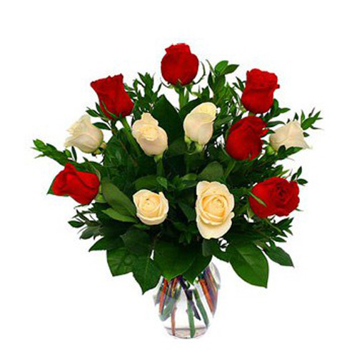 6 Red and 6 White Roses
