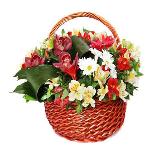 Red And White Floral Basket